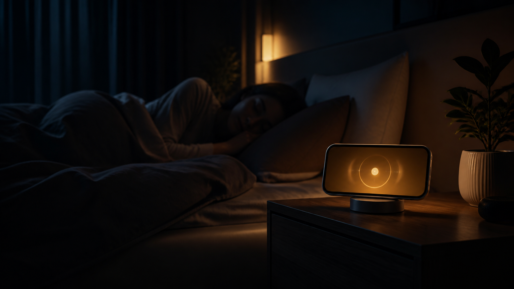 Light Hour on a bedside stand while someone sleeps